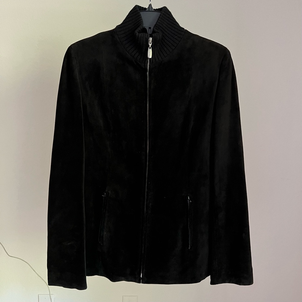Esprit Black Lightweight Zip-Up Leather Jacket